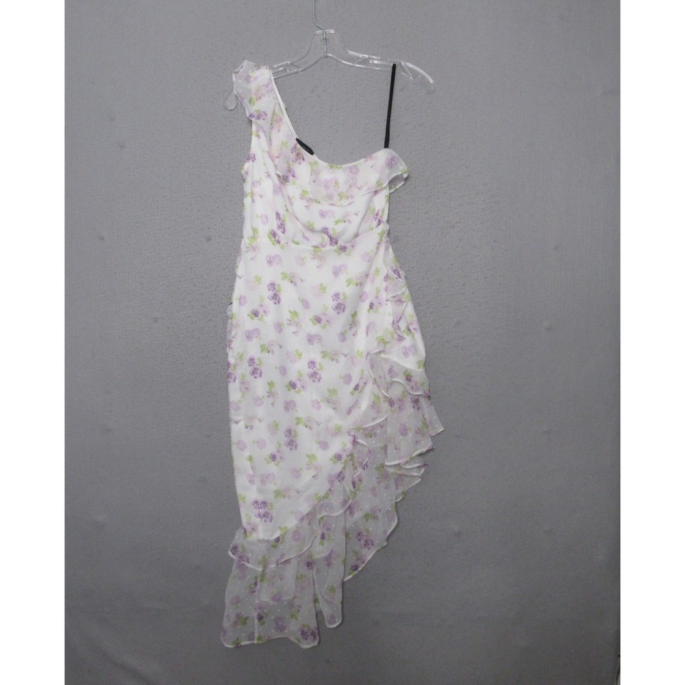 Majorelle Dress Floral One Shoulder Ruffle Asymmetrical Coquette Romantic Fairy‎